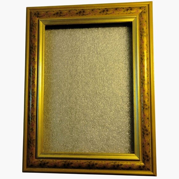Frame Rectangle Gold Pink Floral Standing Wall Mount 5x7 Photo Elegant Regency - Picture 1 of 6